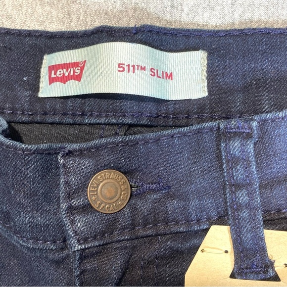 Levi's 511 Jeans Womens Sz 14R W27 L27 Dark Blue Slim Stretch Mid Rise Denim NWT - Picture 4 of 16